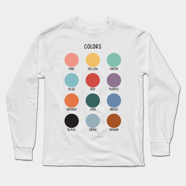 Color Educational Art in Muted Boho Rainbow for Kids Long Sleeve T-Shirt by hwprintsco